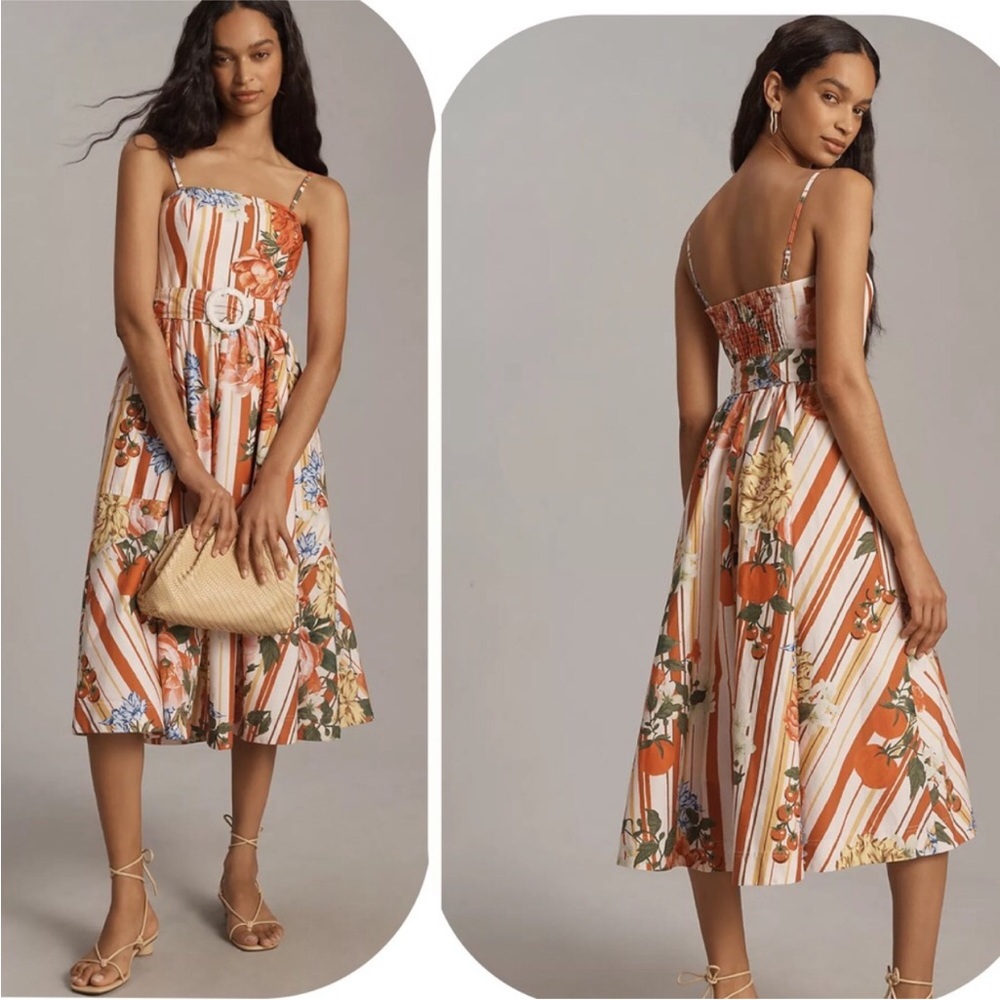 MAEVE STRAPLESS BELTED A-LINE MIDI DRESS French Market Dress XLP